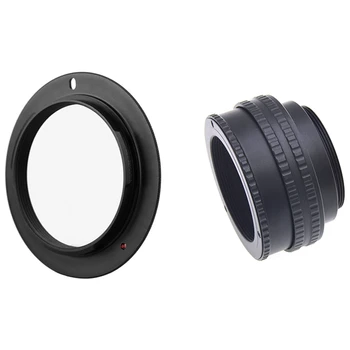1 Бр. Супертонкое преходни пръстен за обектива и 1 бр. адаптер за макро фотография с регулируема фокусиране от M42 до M42