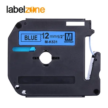 12 мм mk-531 Черно на синьо-Этикеточных касети, Съвместими с Brother p-touch Лента за принтер за Етикети M-K531 MK-531 mk531 MK531 за p-touch