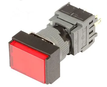 16 мм Ключ за Автоматично нулиране на правоъгълен индикатор 5A 220VAC TPDT (3a + 3b с led) F16-293 DIP Top червен цвят нов и оригинален