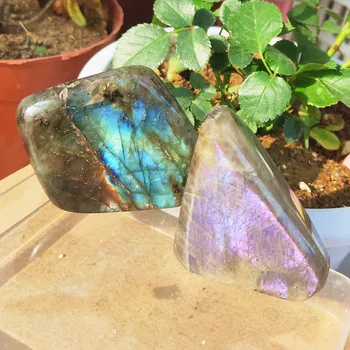 2 елемента Натурален Лилаво Лабрадорит Crystal Свободна Форма Мига Фелдшпат Скъпоценен Камък, Кварц Пламък Мадагаскар Изцеление