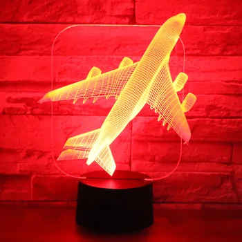 3D Led нощна светлина Самолет Бомбардировач със 7 Цветове на Светлината, за да украсят Дома Лампа Невероятна Визуализация Оптична Илюзия е Страхотна