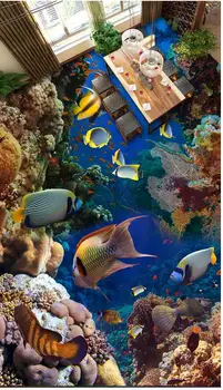 3d подови боядисване тапети Свят на Океана и Коралови Водорасли 3D Подови тапети за баня от водоустойчив 3d PVC тапети