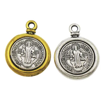 8 бр. Медал на Свети Бенедикт Кръст Распорные Мъниста в два цвята Висулки Бижута направи си САМ L1693 24,7x18,9 мм