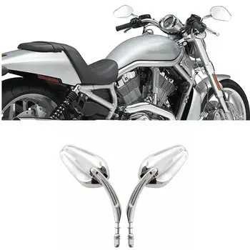 8 мм Хромирани Мотоциклети Алуминиеви Огледала за Обратно виждане С Широк Преглед На Harley Electra Glide Road Glide Cross Bones Heritage