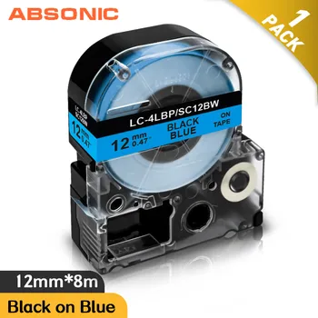Absonic 12 мм Етикета за ленти Epson SC12BW LK-4LBP Черна в синьо Этикетировочной Лентата за EPSON LW-LW 300-400 LW-600P Производител на Етикети