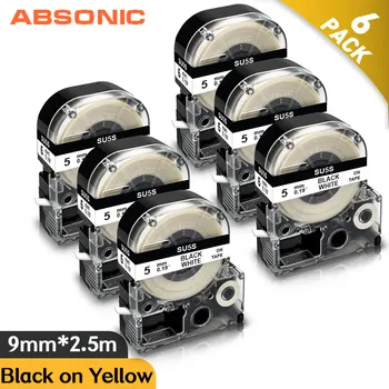 Absonic 6PK Φ5 мм Термосвиваеми Тръби SU5S LK-4WBA5 за Epson Labeller Лента, Съвместима за Epson LW-400 LW-LW 300-500 Labeller Машина