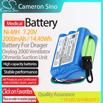 CameronSino Батерия за Drager Oxylog 2000 Фен 8411599 подходящ Ohmeda Засмукване Блок Медицинска Замяна батерия 2000 ма 7,20 В