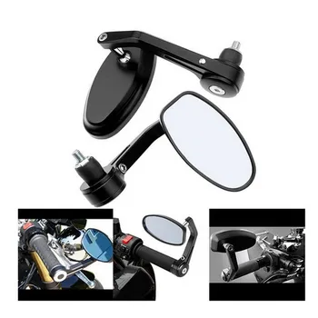 EE подкрепа Гъвкави Аксесоари От Алуминиева Сплав Мотоциклет Огледала за Обратно виждане 22 mm-25 mm Волана Край на Двигателя Странични Огледала в Черен XY01