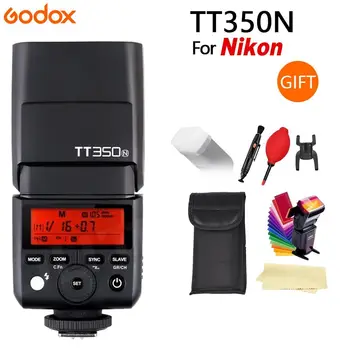 GODOX TT350N за фотоапарат Nikon 2,4 G HSS 1/8000 s TTL GN36 Светкавица Speedlite + Лещи + CONXTRUE led USB безплатен подарък