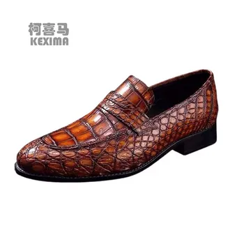 leimanxiniu/обувки от крокодилска кожа, мъжки цветове с четка, бизнес ръчно изработени обувки, мъжки модельная обувки от крокодилска кожа