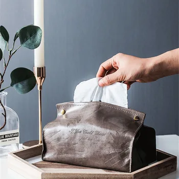 Nordic сива изкуствена кожа скоростна тъкани, хартиени кърпи за ръце чанта за съхранение мултифункционален козметичен организатор чанта маса за хранене скоростна тъкан