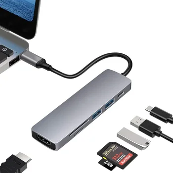 USB C HUB Type-C Адаптер за Док-Станция с 4K, HDMI USB3.0 SD/TF Четец 87 W PD Thunderbolt 3 за MacBook Pro Аксесоари за КОМПЮТРИ