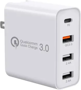 USB C Зарядно Устройство NUOLIANXIN 48 W 4 Порта Бързо Зареждане на PD Стенни Зарядни Устройства за Бързо Зареждане на 3,0, Многопортовый USB-C Пътен Адаптер за Телефони