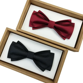 Висококачествен Мъжки папийонка 2020, Нови предмети, Модерен Официално носи Вратовръзка За Мъжете, Вечерна Сватба Вратовръзки-Пеперуди, Подарък Кутия, Черен, Вино-Червено