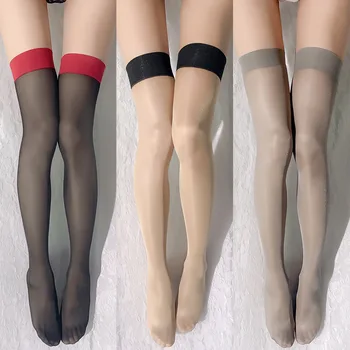 Дамски секси чорапи секси дълги прозрачни чорапи с контрастиращ цвят дълги чорапи секси бельо