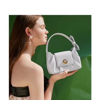 Дамски чанта през рамо, чанта с лък в сгъвката, нова нишевая диагонално чанта