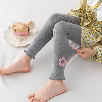 Есенни Детски Гамаши за Момичета, Тънки Дишащи Плетени Панталони от 1 до 8 години, Ежедневни Облекла за Малки Деца, Пролетни Памучни Панталони с дължина до глезена