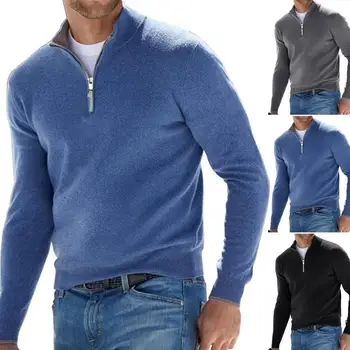 Красив Мъжки Пуловер Със Защита От търкалянето, Есенни Върхове, Обикновен Обикновен Есенни Блузи, Меки
