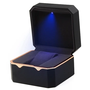 Кутия за часовници с осмоъгълна златна ръба със светлина, Кутия за съхранение часа с Боя, Кутия за часовник, Кутия за часовници