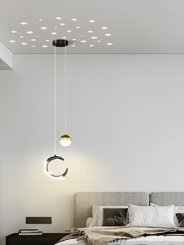 Модерна лампа за спалня нощни полилей сивата дизайн на атмосфера на луната малък полилей