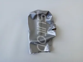 натурална латексова гумена латексова маска ръчна изработка секси качулка СЕКСИ КЛУБ в метален цвят sillver