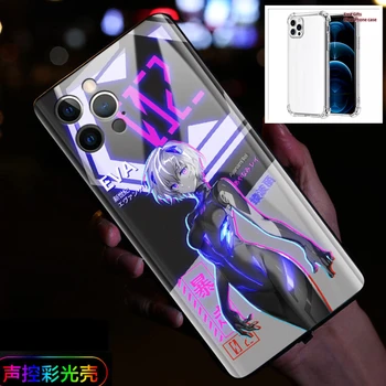 Невероятна японска Аниме Калъф За Телефон От Закалено стъкло С led Подсветка За iPhone 13 12 Pro Max 11 X XS 8 7 6 с Безплатен Прозрачен Калъф