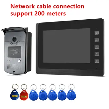 Нов 7-инчов видео домофон система, Интерком, Звънец С RFID ID Карта Отключване HD Камера Врати За Контрол на Достъпа