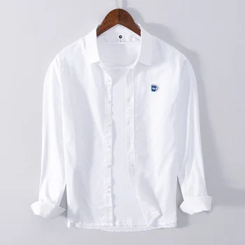 Нова италианска стилна брандираната ризата е от чист памук с дълъг ръкав, мъжки модни бели ежедневни ризи за мъже, риза, ...