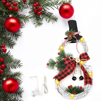 Нова Коледна Гирлянда LED Сладък снежен човек От Ратан Стенен Декор на Аксесоари За Коледното Парти Сватба Нова Година Оформление на Сцената