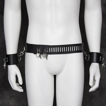Нова мода робството Рейв облекло Свързване колан колани секси мъже в клетката нитове робството талия робството колани аксесоари