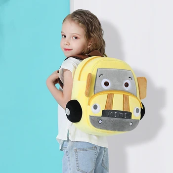 От 3 до 6 Години, Модни Детски Училищни чанти 3D Анимационен филм на Мими Автомобил Плюшена Детска Раница Училищни Чанти За Детска Градина Раница, Чанта За Книги