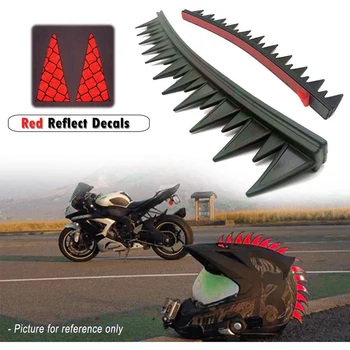 Отразяваща мотоциклет шлем с шип Ирокеза Гума с червени стикери на каска (шлем в комплекта не са включени)